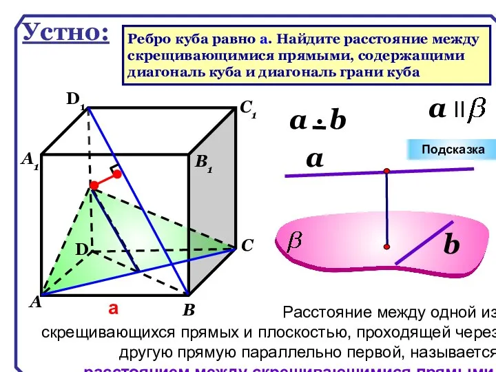 D А В С D1 С1 а В1 А1 Подсказка Устно: