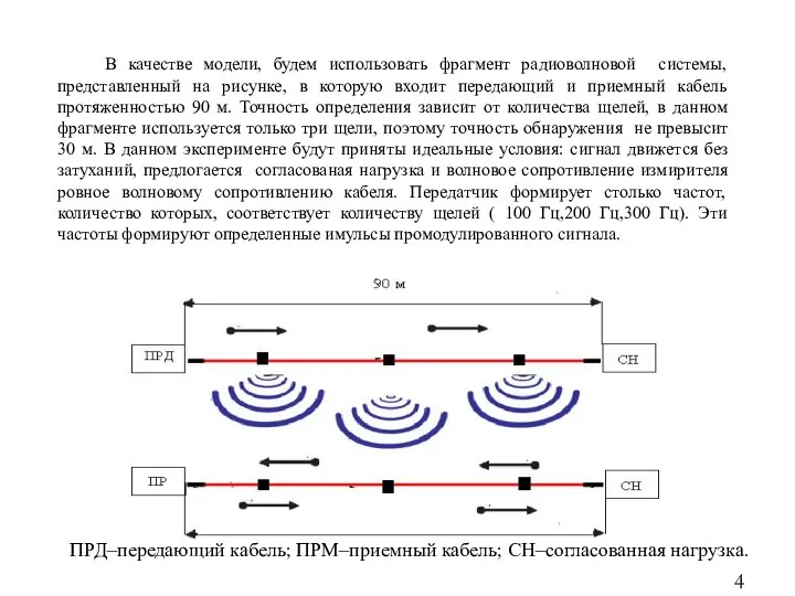 В качестве модели, будем использовать фрагмент радиоволновой системы, представленный на рисунке,