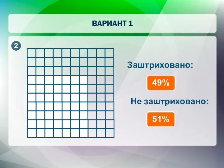 Заштриховано: 49% Не заштриховано: 51%