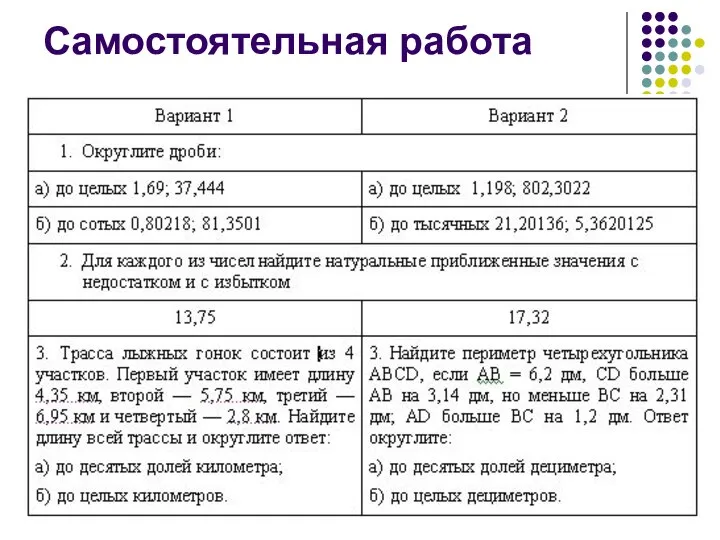 * Самостоятельная работа