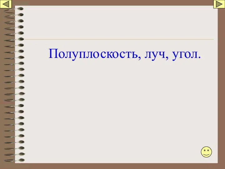 Полуплоскость, луч, угол.