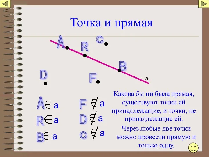 Точка и прямая В А D с R F a F