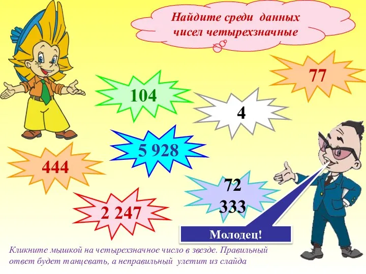 Найдите среди данных чисел четырехзначные 444 104 5 928 2 247