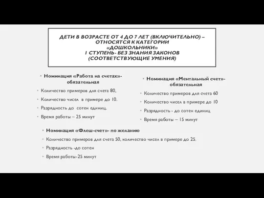 ДЕТИ В ВОЗРАСТЕ ОТ 4 ДО 7 ЛЕТ (ВКЛЮЧИТЕЛЬНО) – ОТНОСЯТСЯ