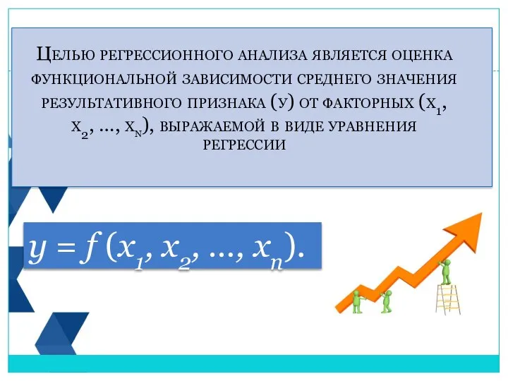 Целью регрессионного анализа является оценка функциональной зависимости среднего значения результативного признака