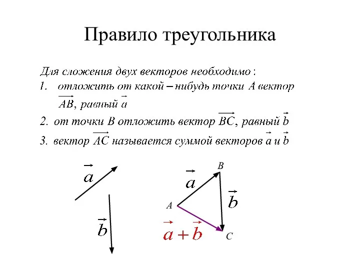 Правило треугольника А B C