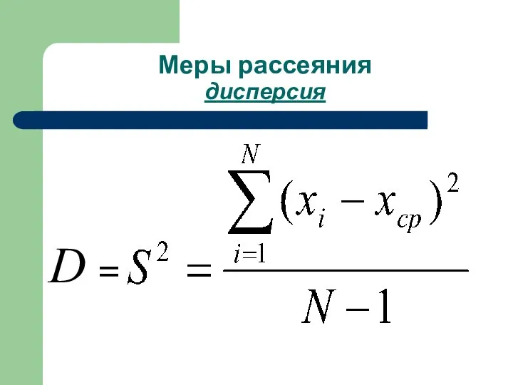 Меры рассеяния дисперсия D =