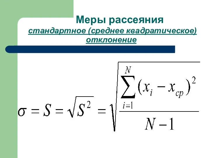 Меры рассеяния стандартное (среднее квадратическое) отклонение