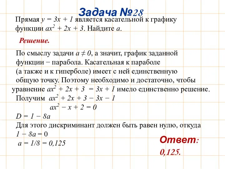 Прямая y = 3x + 1 является касательной к графику функции