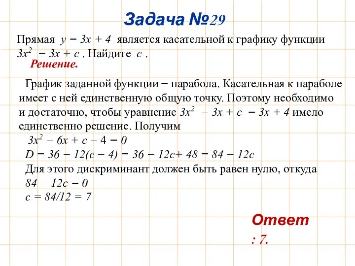 Прямая y = 3x + 4 является касательной к графику функции