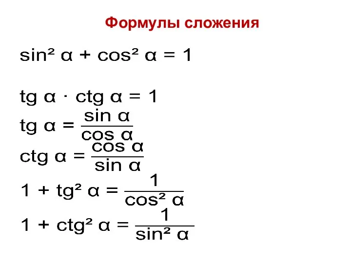 Формулы сложения