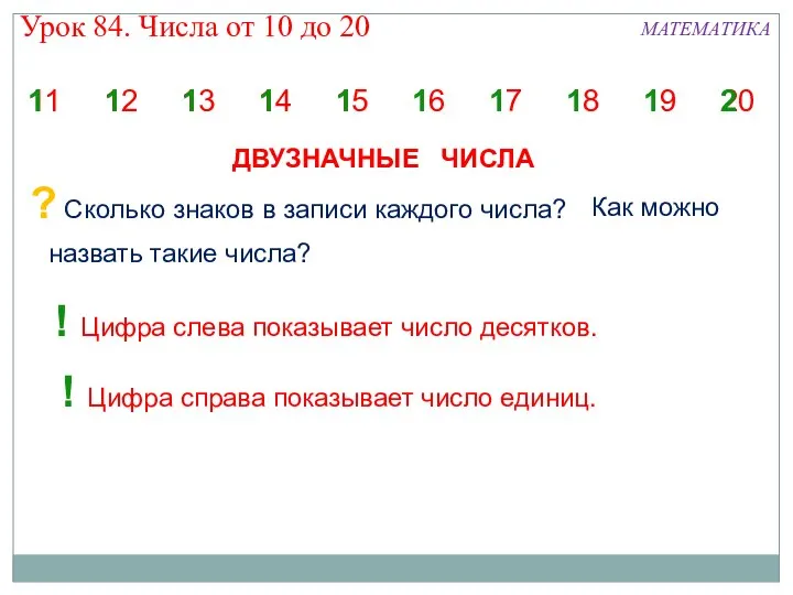 ? Сколько знаков в записи каждого числа? назвать такие числа? 11