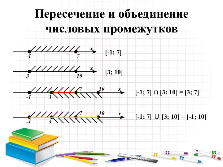 Пересечение и объединение числовых промежутков