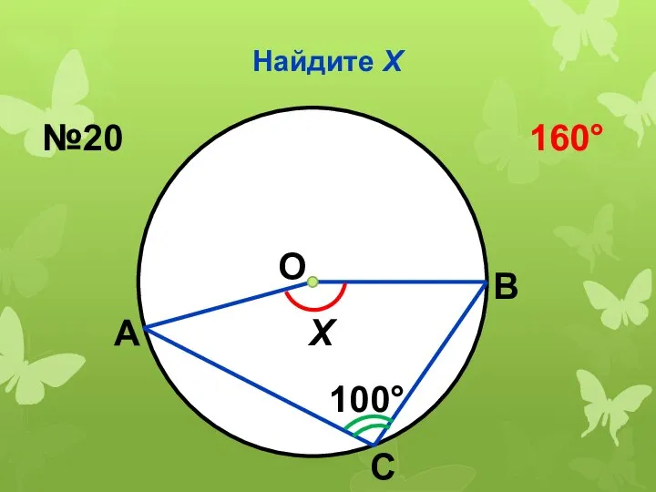 Найдите Х О 100° Х А В С №20 160°