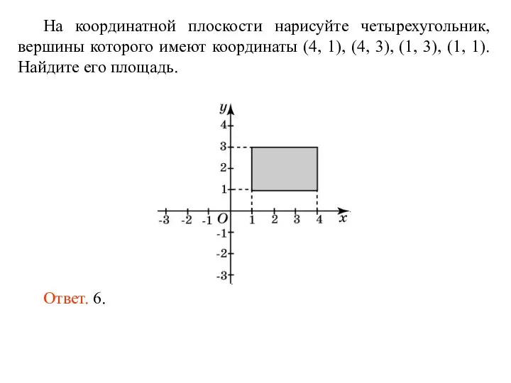 На координатной плоскости нарисуйте четырехугольник, вершины которого имеют координаты (4, 1),