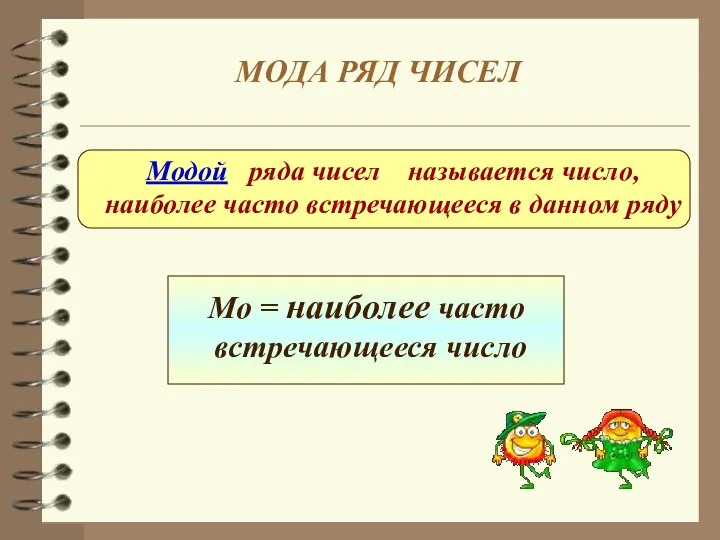 Модой ряда чисел называется число, наиболее часто встречающееся в данном ряду