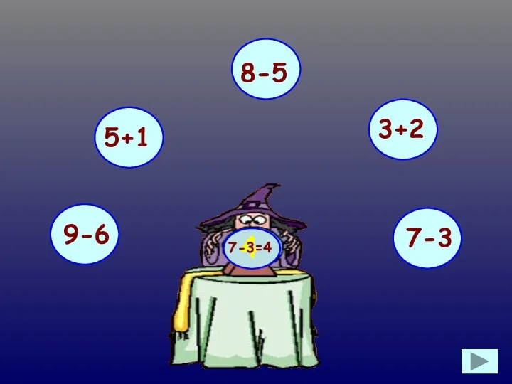 4 9-6 5+1 8-5 3+2 7-3 7-3=4