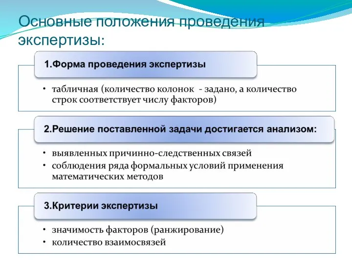 Основные положения проведения экспертизы: