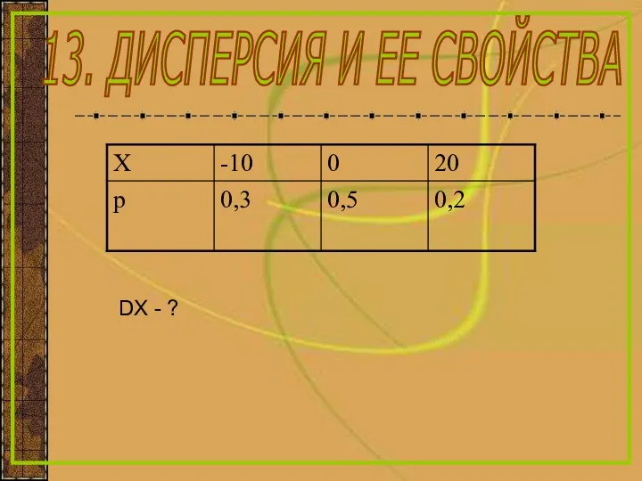 13. ДИСПЕРСИЯ И ЕЕ СВОЙСТВА DX - ?