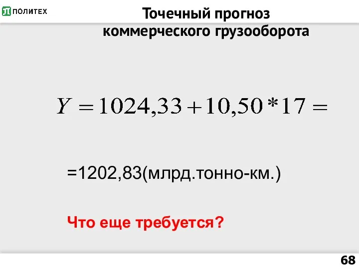 Точечный прогноз коммерческого грузооборота =1202,83(млрд.тонно-км.) Что еще требуется?