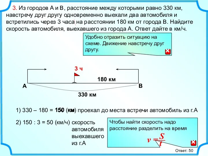 3. Из городов A и B, расстояние между которыми равно 330