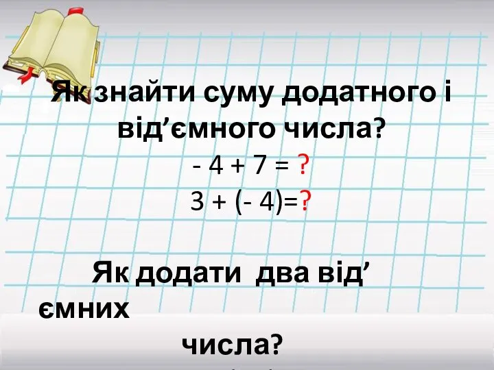 Як знайти суму додатного і від’ємного числа? - 4 + 7