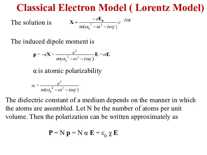 The solution is The induced dipole moment is α is atomic