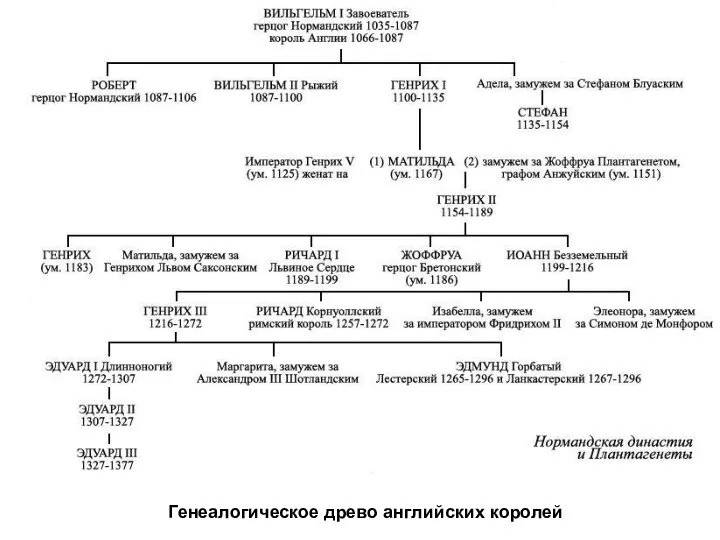 Генеалогическое древо английских королей