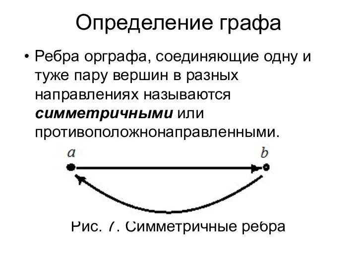 Определение графа Ребра орграфа, соединяющие одну и туже пару вершин в