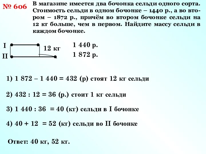 12 кг 1) 1 872 – 1 440 = 432 (р)