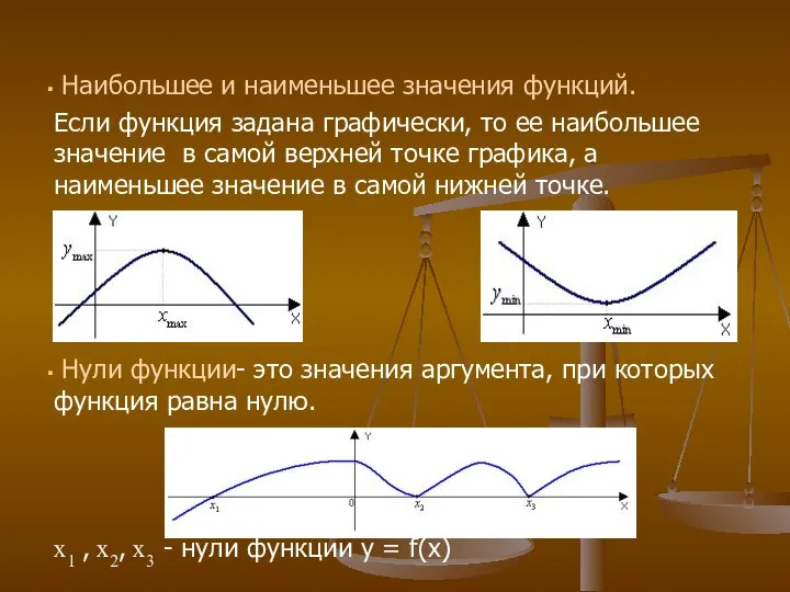 Наибольшее и наименьшее значения функций. Если функция задана графически, то ее