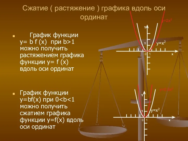 Сжатие ( растяжение ) графика вдоль оси ординат График функции y=