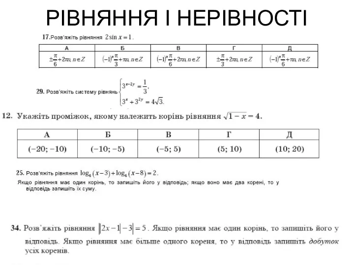 РІВНЯННЯ І НЕРІВНОСТІ