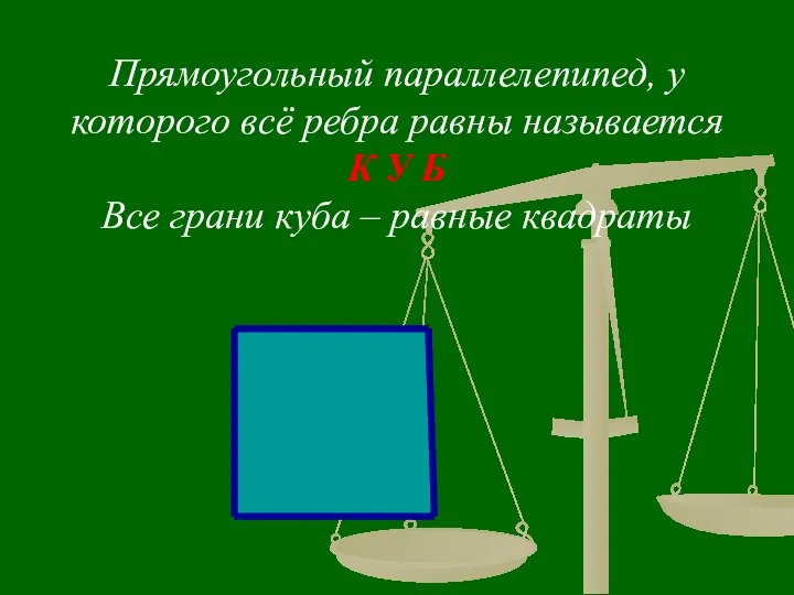 Прямоугольный параллелепипед, у которого всё ребра равны называется К У Б