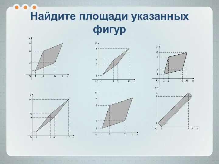 Найдите площади указанных фигур