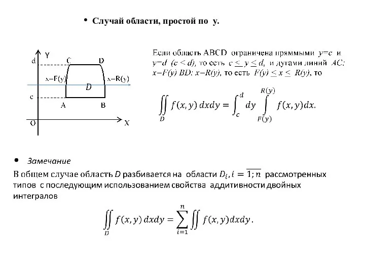 • Случай области, простой по y. Y