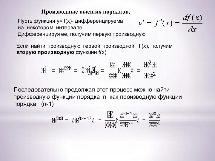 Пусть функция y= f(x)- дифференцируема на некотором интервале. Дифференцируя ее, получим