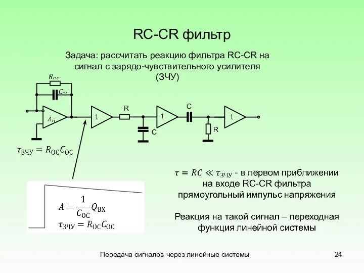 Передача сигналов через линейные системы RC-CR фильтр R R С С