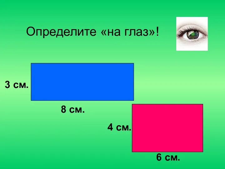 Определите «на глаз»! 3 см. 8 см. 4 см. 6 см.