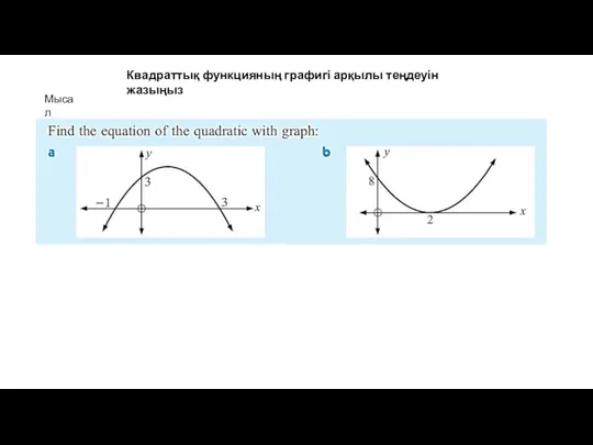 Мысал Квадраттық функцияның графигі арқылы теңдеуін жазыңыз