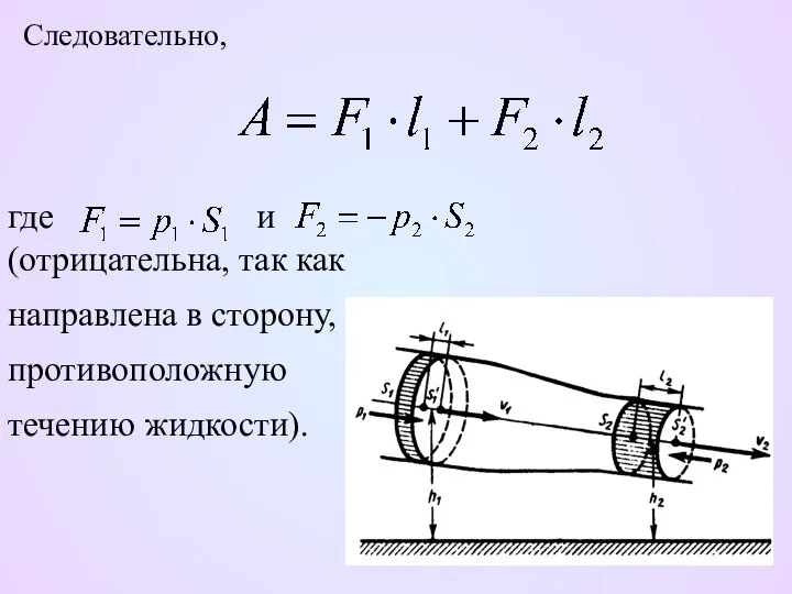 Следовательно, где и (отрицательна, так как направлена в сторону, противоположную течению жидкости).