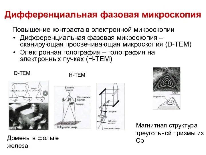 Дифференциальная фазовая микроскопия Повышение контраста в электронной микроскопии Дифференциальная фазовая микроскопия