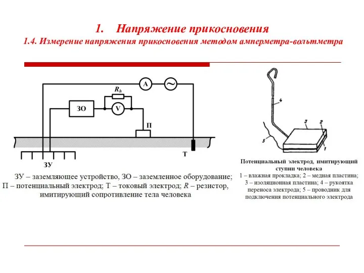 Напряжение прикосновения 1.4. Измерение напряжения прикосновения методом амперметра-вольтметра