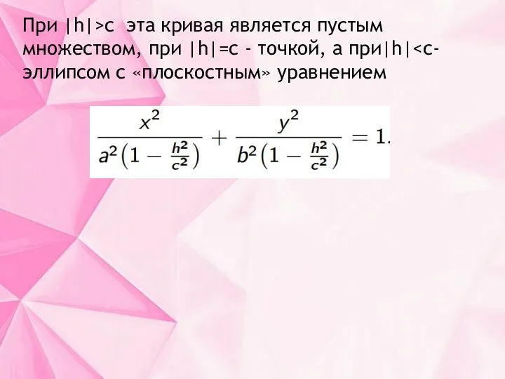 При |h|>c эта кривая является пустым множеством, при |h|=c - точкой, а при|h|