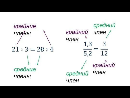 крайние члены средние члены крайний член средний член крайний член средний член