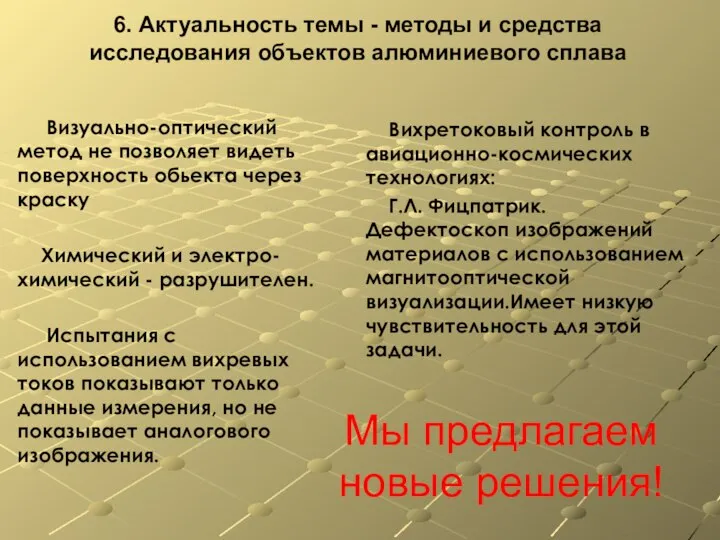 6. Актуальность темы - методы и средства исследования объектов алюминиевого сплава