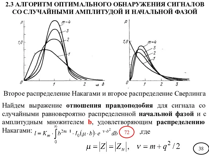 Второе распределение Накагами и второе распределение Сверлинга Найдем выражение отношения правдоподобия