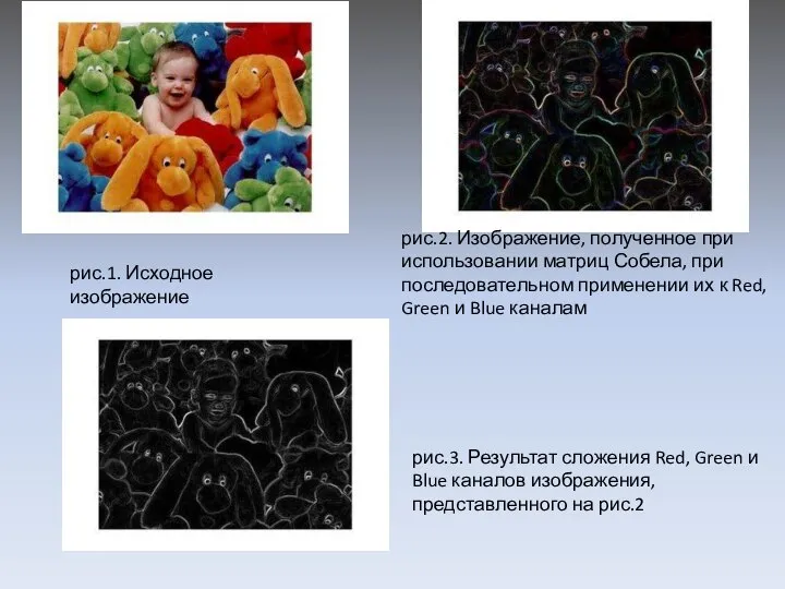 рис.2. Изображение, полученное при использовании матриц Собела, при последовательном применении их