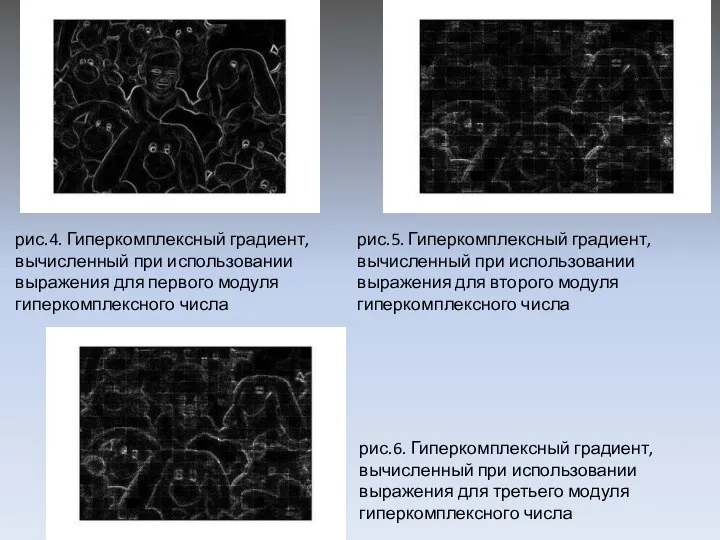 рис.4. Гиперкомплексный градиент, вычисленный при использовании выражения для первого модуля гиперкомплексного