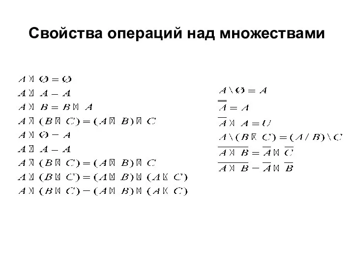 Свойства операций над множествами